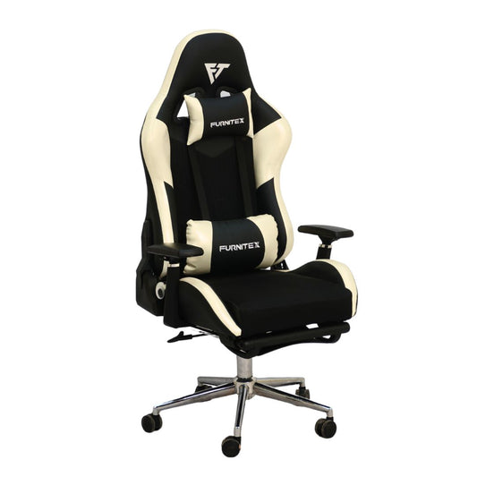 Gaming Chair with 4D Armrest and Foot Rest (FT-G1 Pro)Glossy Off White - best office chair in bangladesh, executive chair for office, childs table and chair set, Gaming Chair, Digital Safety Locker, Bar Stool, leather boss chair, Restaurant Chair, Large Antique Wall Mirror -Furnitex Limited