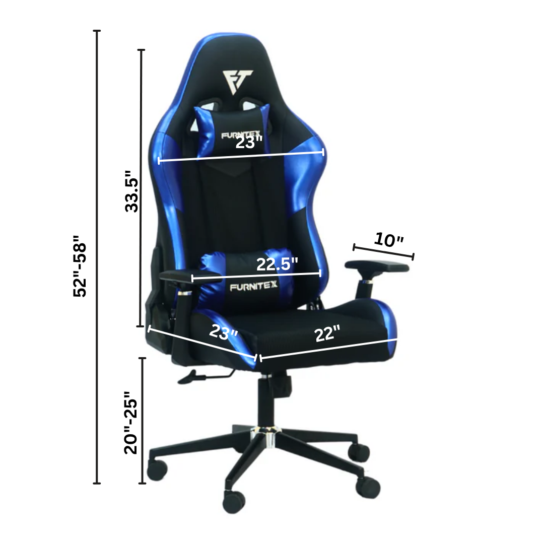 FURNITEX - Gaming Chair with 4D Armrest (FT-G1) Glossy Blue