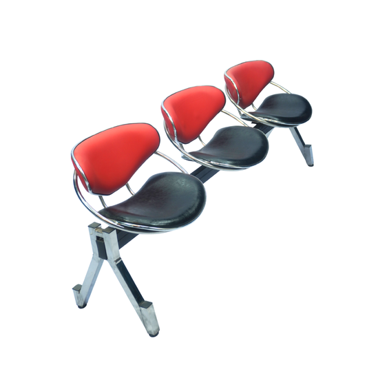 3-Seater Visitor Waiting Chair with Cushion Backrest (Red & Black) ( FT - WC03 )