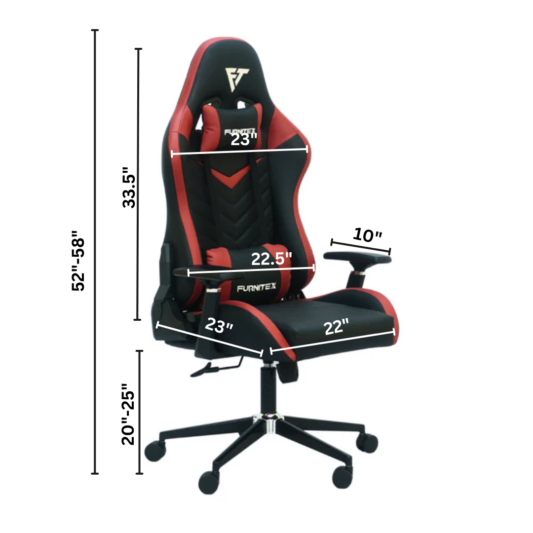 FURNITEX - Gaming Chair with 4D Armrest and Foot Rest (FT-G3 Pro ) Maroon - Furnitex Limited