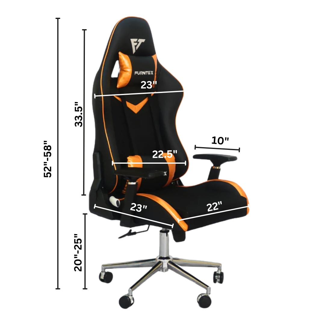 FURNITEX - Gaming Chair with 4D Armrest (FT-G2) Glossy Orange