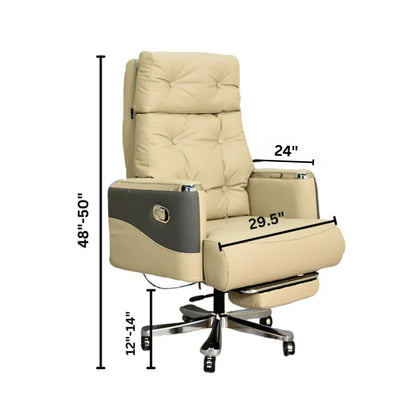Executive Luxury Boss Chair with Footrest (FT-H0630) Light Cream