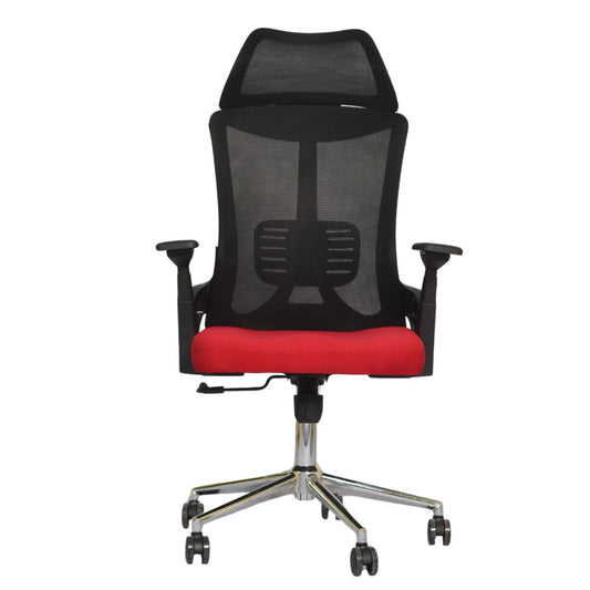 Executive Office Chair (FT-HJ053A) Black and (Red Fabric) - best office chair in bangladesh,  executive chair for office, childs table and chair set, Gaming Chair, Digital Safety Locker, Bar Stool, leather boss chair, Restaurant Chair, Large Antique Wall Mirror -Furnitex Limited