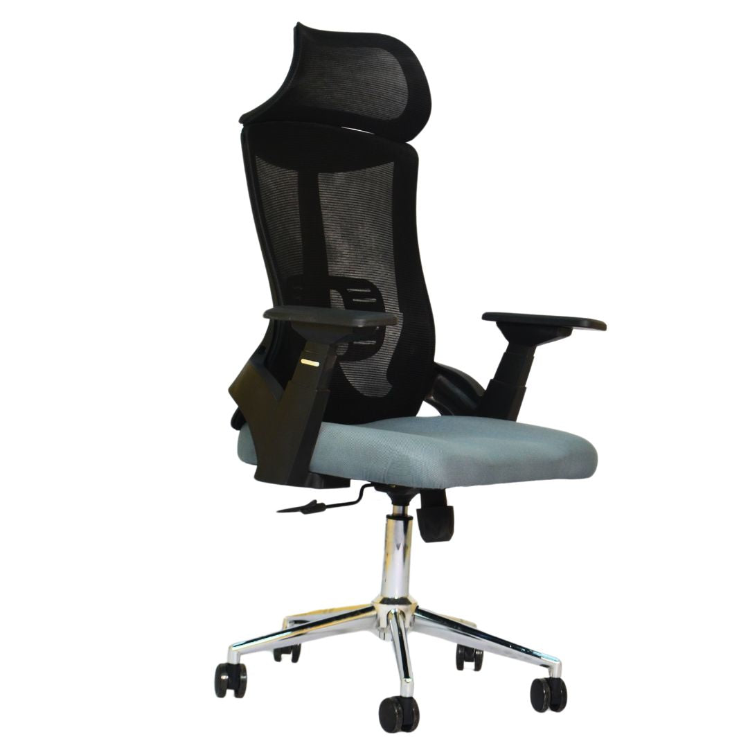 Executive Office Chair (FT-HJ053A) Black and (Gray Fabric) - best office chair in bangladesh,  executive chair for office, childs table and chair set, Gaming Chair, Digital Safety Locker, Bar Stool, leather boss chair, Restaurant Chair, Large Antique Wall Mirror -Furnitex Limited