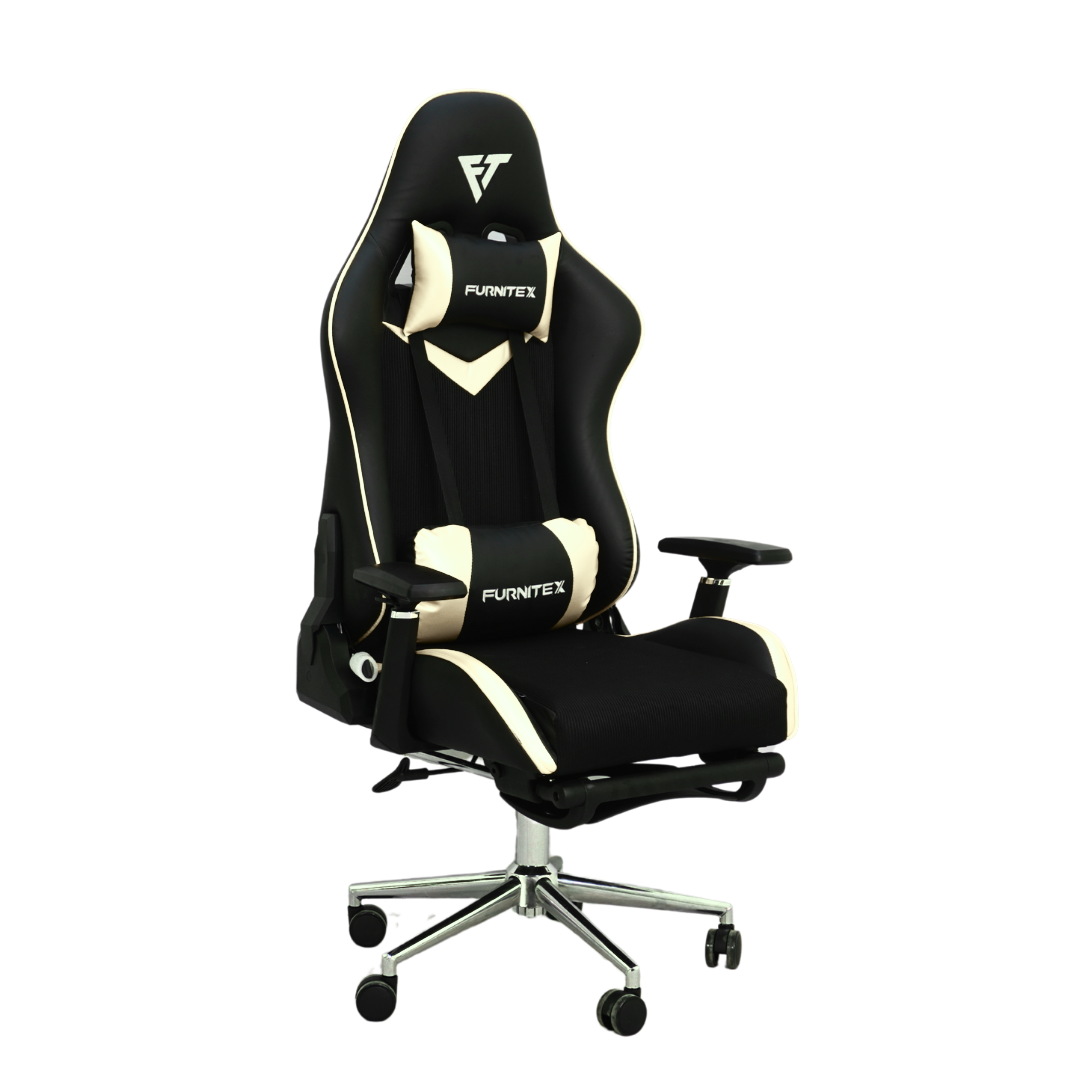 FURNITEX - Gaming Chair with 4D Armrest and Foot Rest (FT-G2 PRO )Glossy Off White - best office chair in bangladesh,  executive chair for office, childs table and chair set, Gaming Chair, Digital Safety Locker, Bar Stool, leather boss chair, Restaurant Chair, Large Antique Wall Mirror -Furnitex Limited