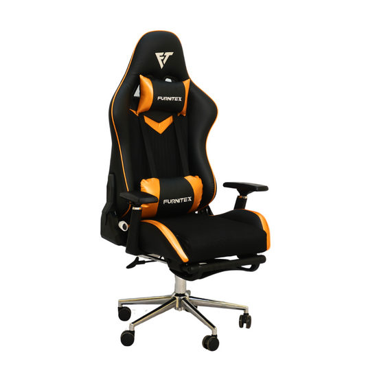 FURNITEX - Gaming Chair with 4D Armrest and Foot Rest (FT-G2 PRO ) Glossy Orange - best office chair in bangladesh,  executive chair for office, childs table and chair set, Gaming Chair, Digital Safety Locker, Bar Stool, leather boss chair, Restaurant Chair, Large Antique Wall Mirror -Furnitex Limited