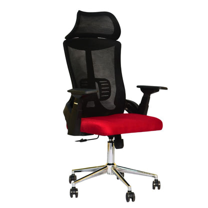 Executive Office Chair (FT-HJ053A) Black and (Red Fabric) - best office chair in bangladesh,  executive chair for office, childs table and chair set, Gaming Chair, Digital Safety Locker, Bar Stool, leather boss chair, Restaurant Chair, Large Antique Wall Mirror -Furnitex Limited