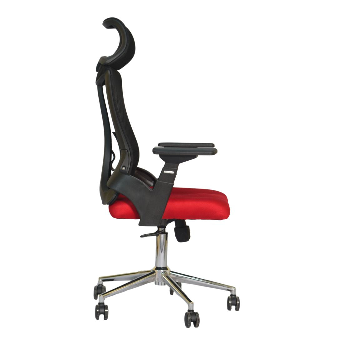 Executive Office Chair (FT-HJ053A) Black and (Red Fabric) - best office chair in bangladesh,  executive chair for office, childs table and chair set, Gaming Chair, Digital Safety Locker, Bar Stool, leather boss chair, Restaurant Chair, Large Antique Wall Mirror -Furnitex Limited