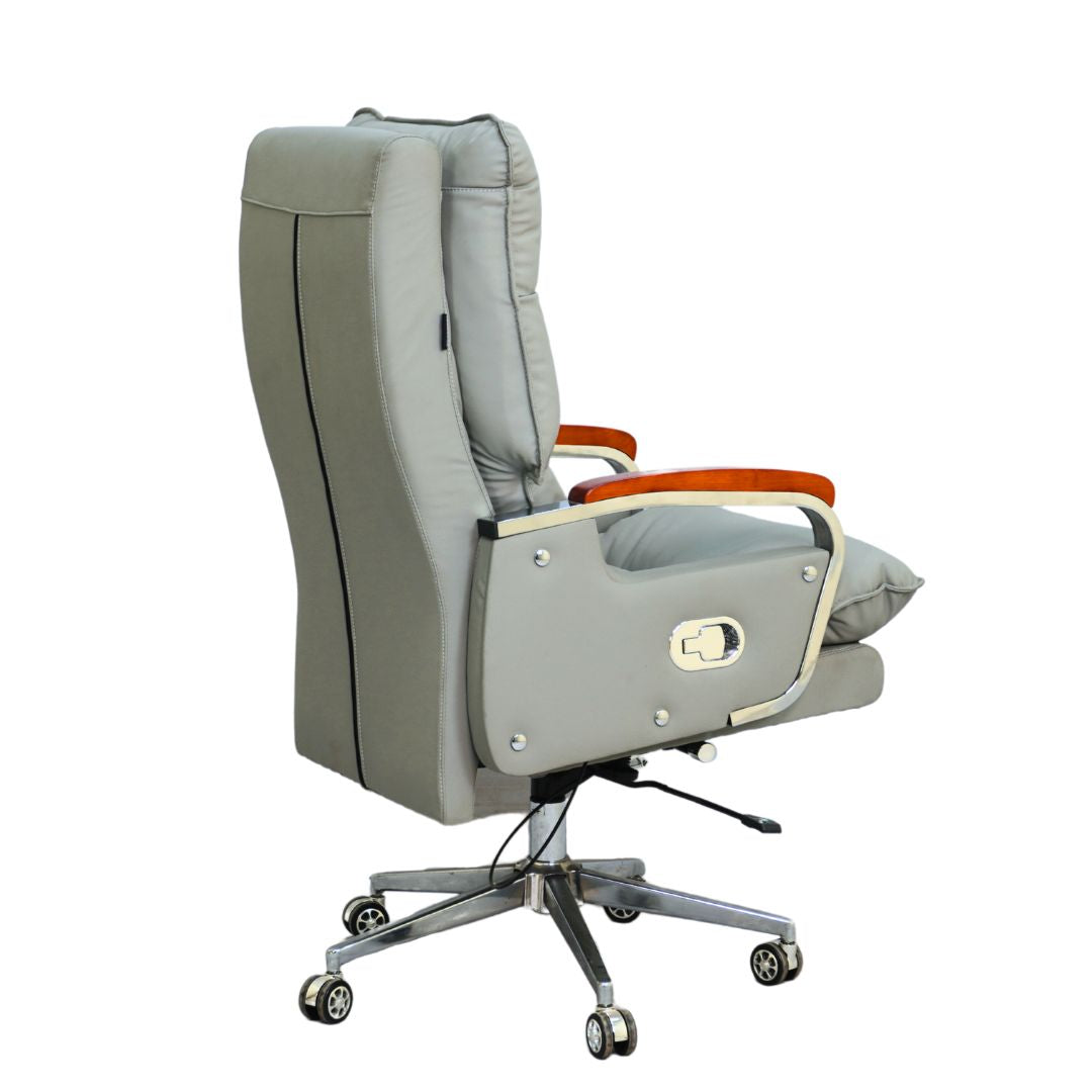 Comfortable Luxury Boss Chair (FT-HF028) Gray - best office chair in bangladesh,  executive chair for office, childs table and chair set, Gaming Chair, Digital Safety Locker, Bar Stool, leather boss chair, Restaurant Chair, Large Antique Wall Mirror -Furnitex Limited