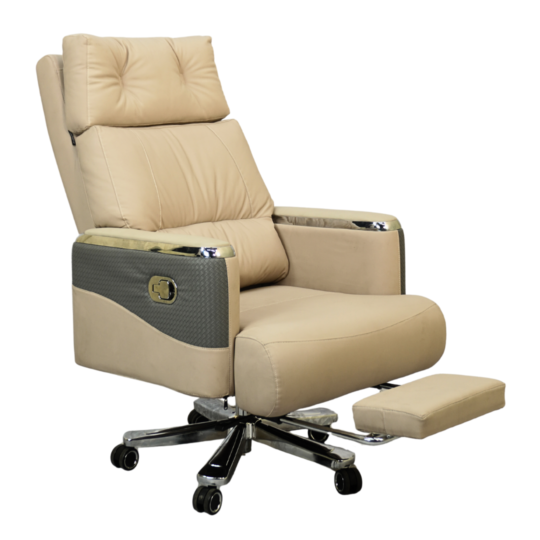 Executive Luxury Boss Chair with Footrest (FT-H0629) Light Cream