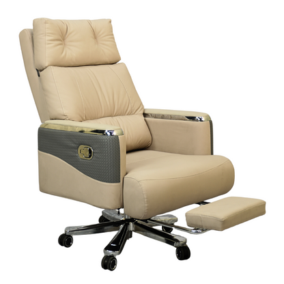 Executive Luxury Boss Chair with Footrest (FT-H0629) Light Cream