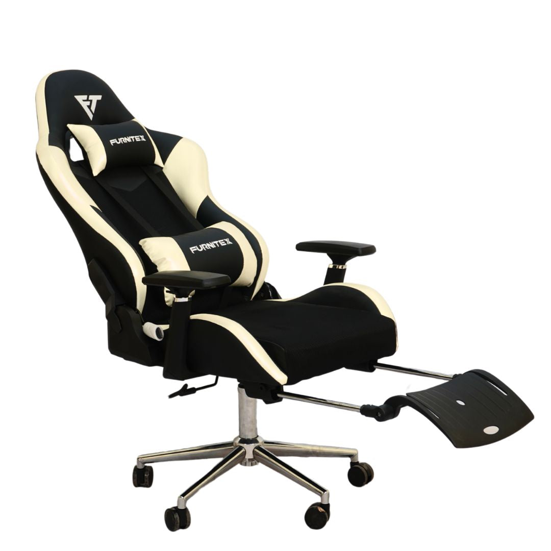 Gaming Chair with 4D Armrest and Foot Rest (FT-G1 Pro)Glossy Off White - best office chair in bangladesh,  executive chair for office, childs table and chair set, Gaming Chair, Digital Safety Locker, Bar Stool, leather boss chair, Restaurant Chair, Large Antique Wall Mirror -Furnitex Limited