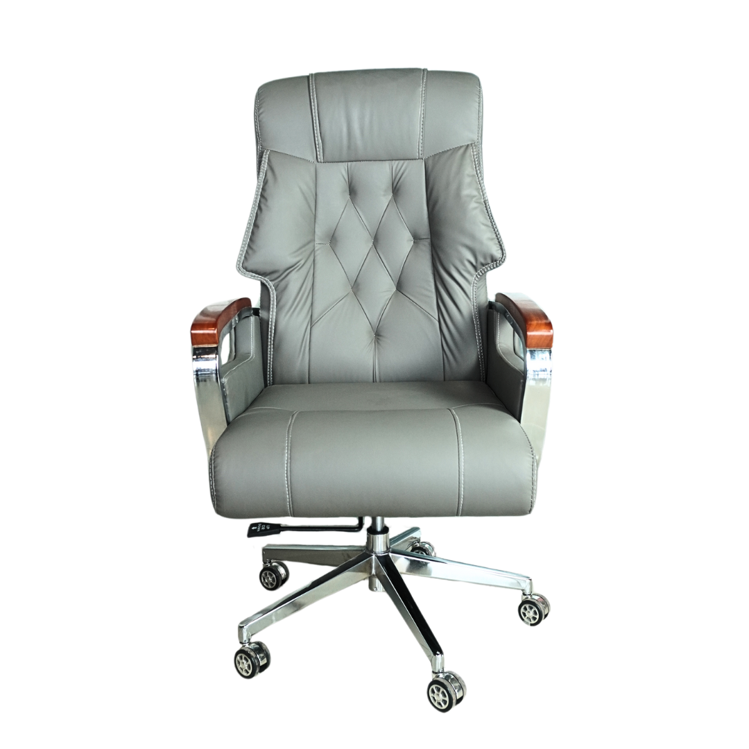 Comfortable Luxury Boss Chair (FT-H186) Gray - best office chair in bangladesh,  executive chair for office, childs table and chair set, Gaming Chair, Digital Safety Locker, Bar Stool, leather boss chair, Restaurant Chair, Large Antique Wall Mirror -Furnitex Limited