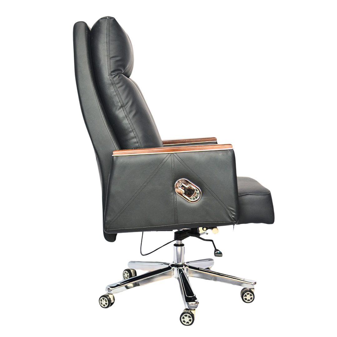 Comfortable Luxury Boss Chair  (FT-H808) Black - best office chair in bangladesh,  executive chair for office, childs table and chair set, Gaming Chair, Digital Safety Locker, Bar Stool, leather boss chair, Restaurant Chair, Large Antique Wall Mirror -Furnitex Limited