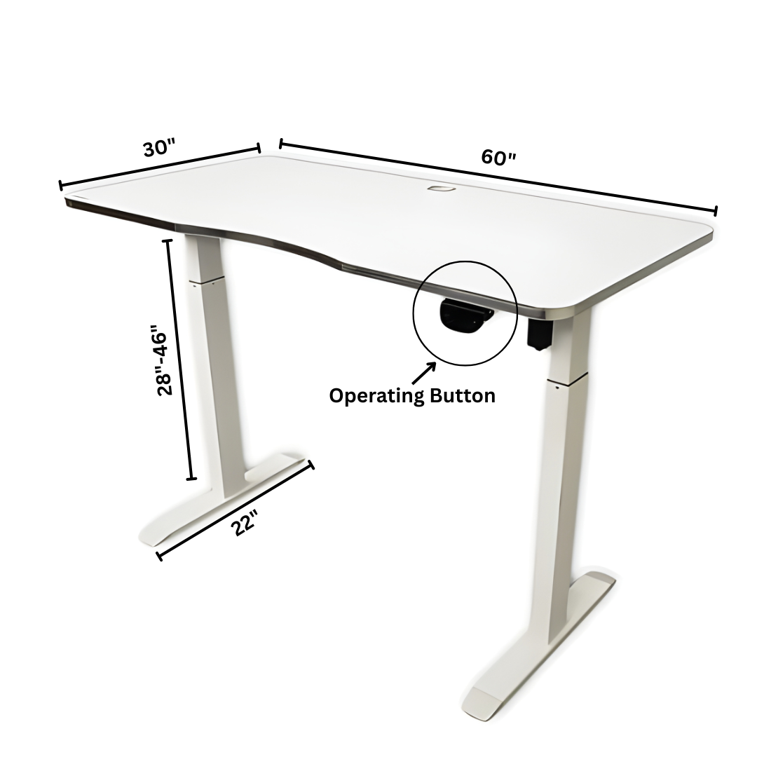Electric Height-Adjustable Elevating Desk (FT-Y103) White (Large) - Furnitex Limited
