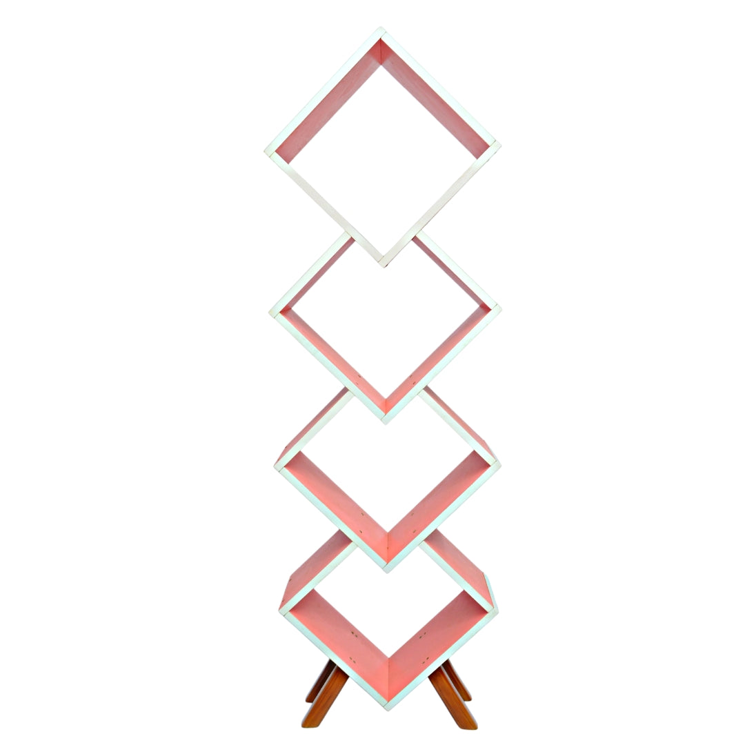 Diamond Shaped Pink Bookself(FT-WB001) - best office chair in bangladesh,  executive chair for office, childs table and chair set, Gaming Chair, Digital Safety Locker, Bar Stool, leather boss chair, Restaurant Chair, Large Antique Wall Mirror -Furnitex Limited