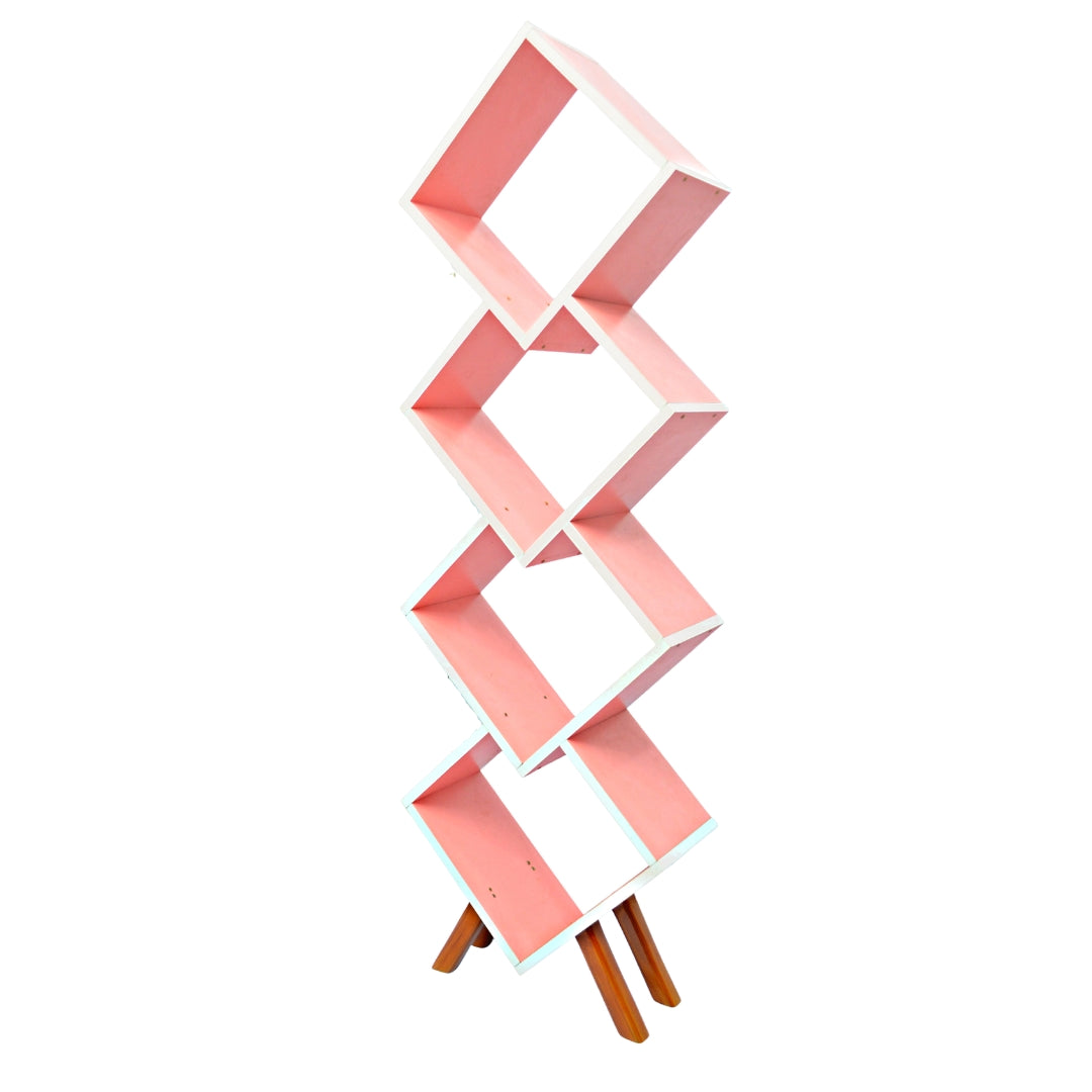 Diamond Shaped Pink Bookself(FT-WB001) - best office chair in bangladesh,  executive chair for office, childs table and chair set, Gaming Chair, Digital Safety Locker, Bar Stool, leather boss chair, Restaurant Chair, Large Antique Wall Mirror -Furnitex Limited