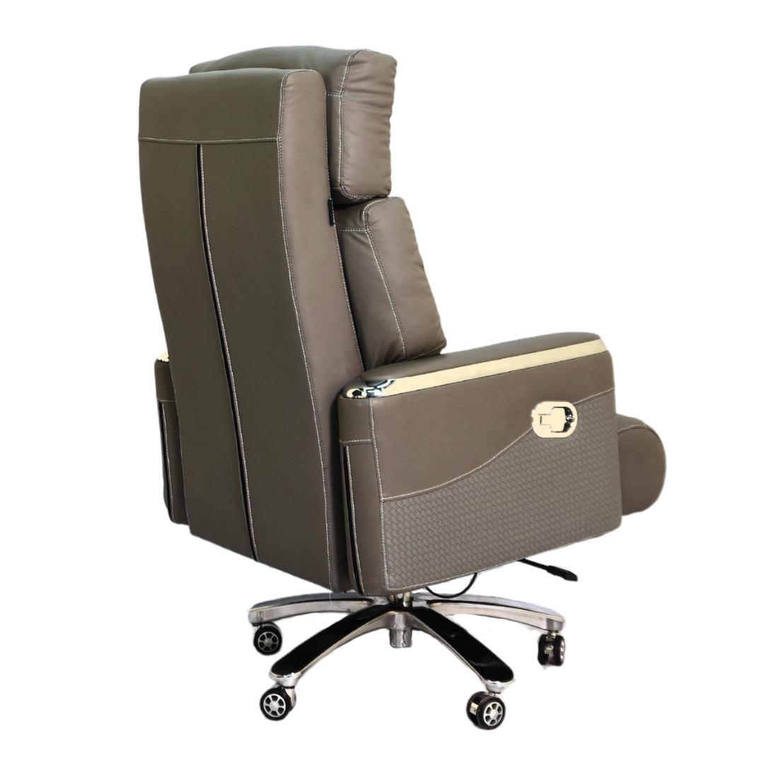 Executive Luxury Boss Chair with Footrest (FT-H0630) Gray - best office chair in bangladesh,  executive chair for office, childs table and chair set, Gaming Chair, Digital Safety Locker, Bar Stool, leather boss chair, Restaurant Chair, Large Antique Wall Mirror -Furnitex Limited