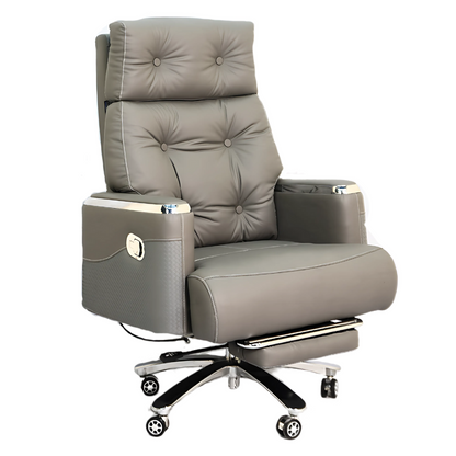 Executive Luxury Boss Chair with Footrest (FT-H0630) Gray - best office chair in bangladesh,  executive chair for office, childs table and chair set, Gaming Chair, Digital Safety Locker, Bar Stool, leather boss chair, Restaurant Chair, Large Antique Wall Mirror -Furnitex Limited