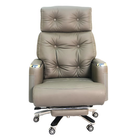Executive Luxury Boss Chair with Footrest (FT-H0630) Gray - best office chair in bangladesh,  executive chair for office, childs table and chair set, Gaming Chair, Digital Safety Locker, Bar Stool, leather boss chair, Restaurant Chair, Large Antique Wall Mirror -Furnitex Limited