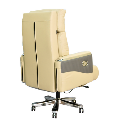 Executive Luxury Boss Chair with Footrest (FT-H0630) Light Cream - best office chair in bangladesh,  executive chair for office, childs table and chair set, Gaming Chair, Digital Safety Locker, Bar Stool, leather boss chair, Restaurant Chair, Large Antique Wall Mirror -Furnitex Limited