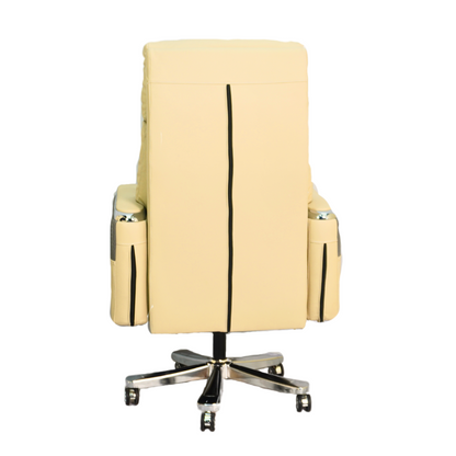 Executive Luxury Boss Chair with Footrest (FT-H0630) Light Cream - best office chair in bangladesh,  executive chair for office, childs table and chair set, Gaming Chair, Digital Safety Locker, Bar Stool, leather boss chair, Restaurant Chair, Large Antique Wall Mirror -Furnitex Limited