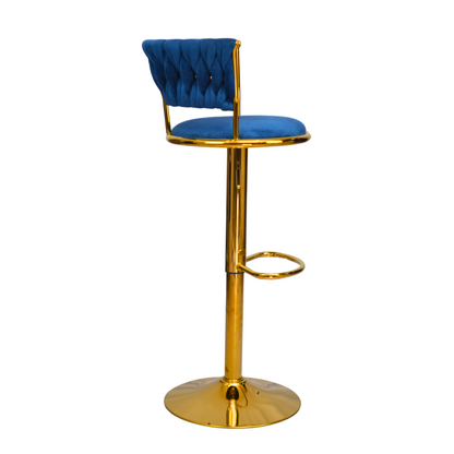 Gold Premium Velvet Bar stool (FT-BJ151) Blue - best office chair in bangladesh,  executive chair for office, childs table and chair set, Gaming Chair, Digital Safety Locker, Bar Stool, leather boss chair, Restaurant Chair, Large Antique Wall Mirror -Furnitex Limited