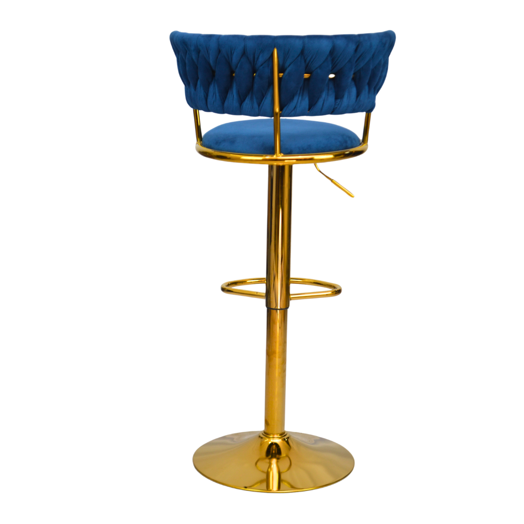 Gold Premium Velvet Bar stool (FT-BJ151) Blue - best office chair in bangladesh,  executive chair for office, childs table and chair set, Gaming Chair, Digital Safety Locker, Bar Stool, leather boss chair, Restaurant Chair, Large Antique Wall Mirror -Furnitex Limited
