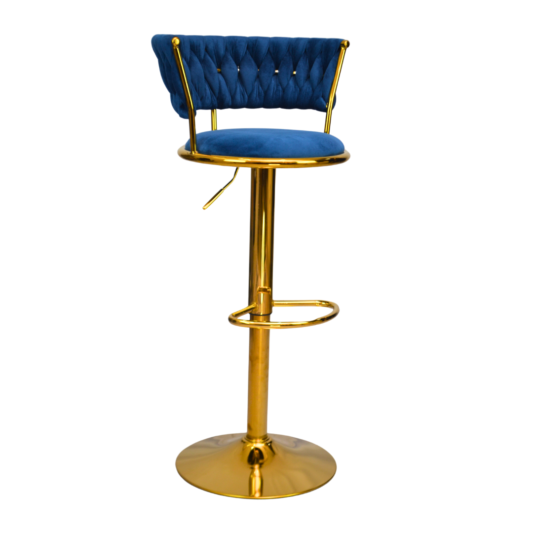 Gold Premium Velvet Bar stool (FT-BJ151) Blue - best office chair in bangladesh,  executive chair for office, childs table and chair set, Gaming Chair, Digital Safety Locker, Bar Stool, leather boss chair, Restaurant Chair, Large Antique Wall Mirror -Furnitex Limited