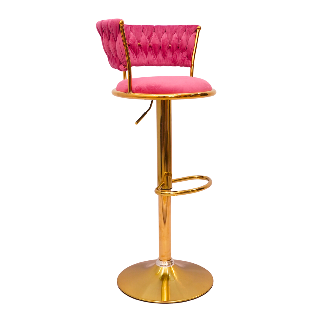 Gold Premium Velvet Bar stool (FT-BJ151 )Bubblegum pink - best office chair in bangladesh,  executive chair for office, childs table and chair set, Gaming Chair, Digital Safety Locker, Bar Stool, leather boss chair, Restaurant Chair, Large Antique Wall Mirror -Furnitex Limited