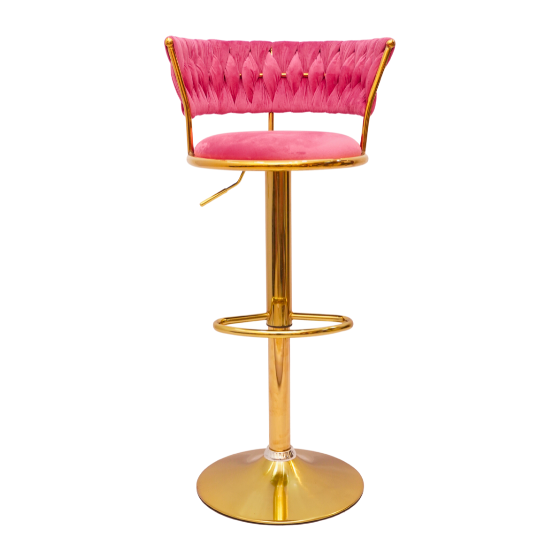 Gold Premium Velvet Bar stool (FT-BJ151 )Bubblegum pink - best office chair in bangladesh,  executive chair for office, childs table and chair set, Gaming Chair, Digital Safety Locker, Bar Stool, leather boss chair, Restaurant Chair, Large Antique Wall Mirror -Furnitex Limited