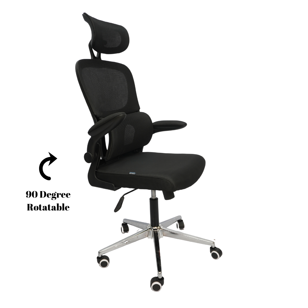 Revolving Office Chair (FT-H2404) Black - best office chair in bangladesh,  executive chair for office, childs table and chair set, Gaming Chair, Digital Safety Locker, Bar Stool, leather boss chair, Restaurant Chair, Large Antique Wall Mirror -Furnitex Limited