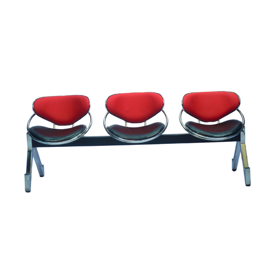 3-Seater Visitor Waiting Chair with Cushion Backrest (Red & Black) ( FT - WC03 )