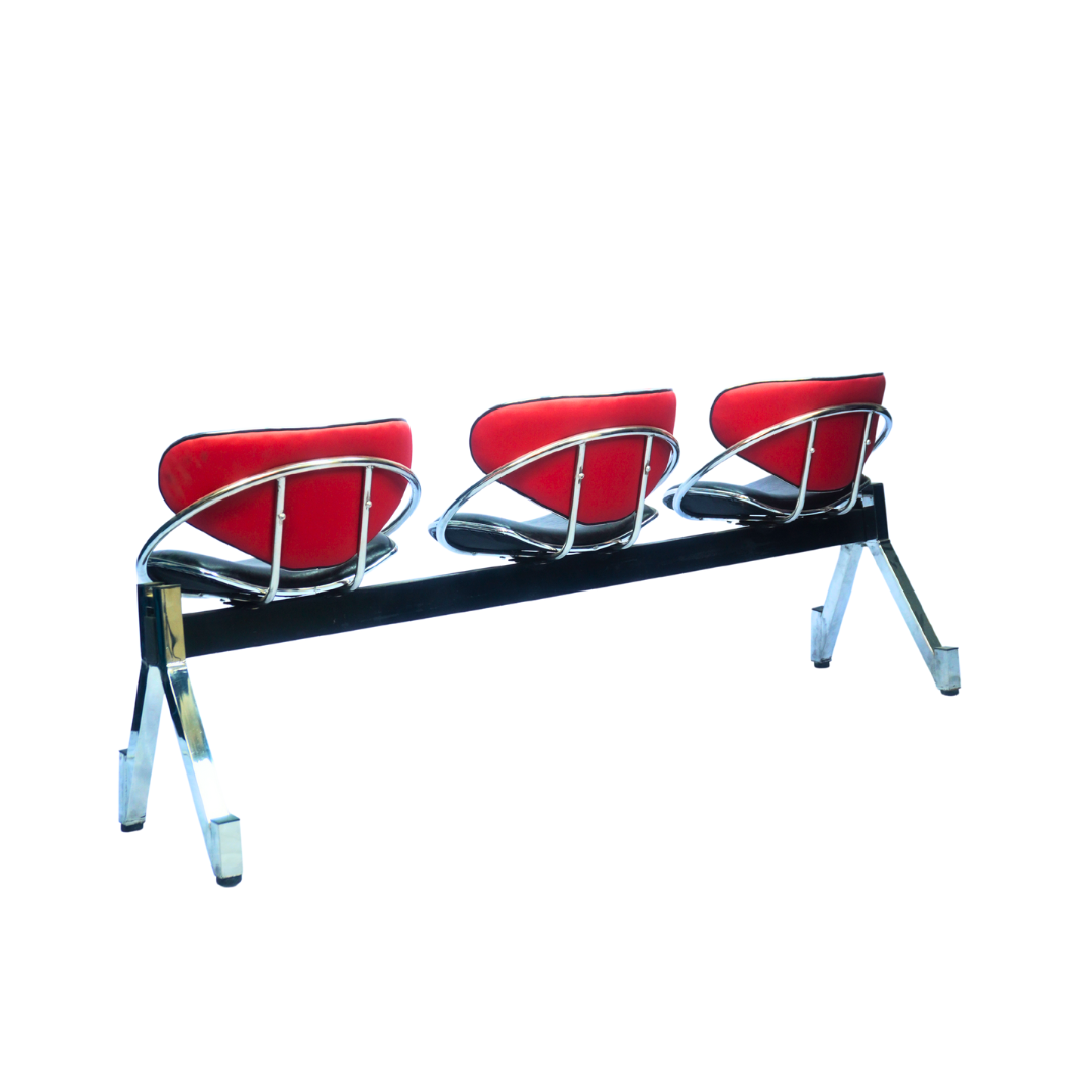 3-Seater Visitor Waiting Chair with Cushion Backrest (Red & Black) ( FT - WC03 ) - Furnitex Limited