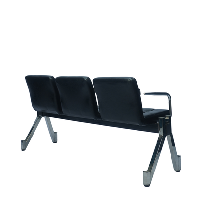 3 Seater Visitor Waiting Chair with Cushioned Seat & Armrest (Black) ( FT - WC04 )