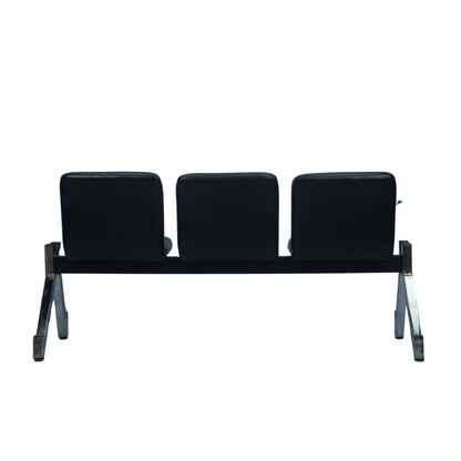 3 Seater Visitor Waiting Chair with Cushioned Seat & Armrest (Black) ( FT - WC04 )