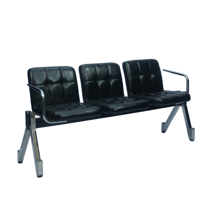 3 Seater Visitor Waiting Chair with Cushioned Seat & Armrest (Black) ( FT - WC04 )