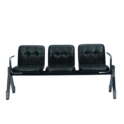 3 Seater Visitor Waiting Chair with Cushioned Seat & Armrest (Black) ( FT - WC04 )