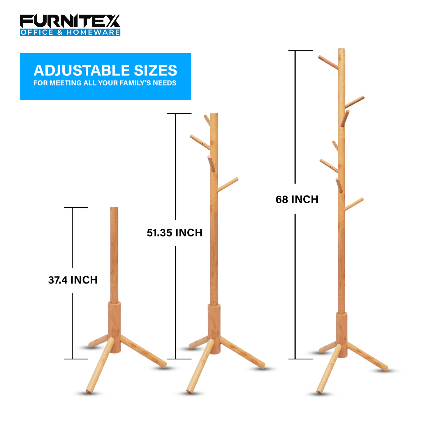 Wooden Coat Rack Stand with 8 Hooks (FT-S605) Coffee - best office chair in bangladesh,  executive chair for office, childs table and chair set, Gaming Chair, Digital Safety Locker, Bar Stool, leather boss chair, Restaurant Chair, Large Antique Wall Mirror -Furnitex Limited