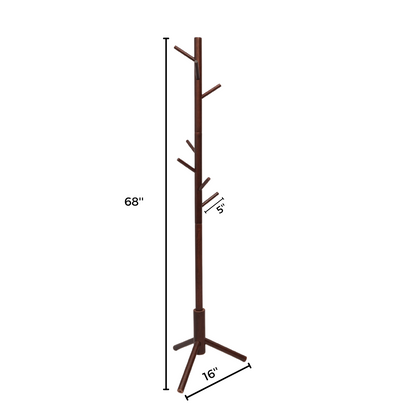 Wooden Coat Rack Stand with 8 Hooks (FT-S605) Coffee - best office chair in bangladesh,  executive chair for office, childs table and chair set, Gaming Chair, Digital Safety Locker, Bar Stool, leather boss chair, Restaurant Chair, Large Antique Wall Mirror -Furnitex Limited