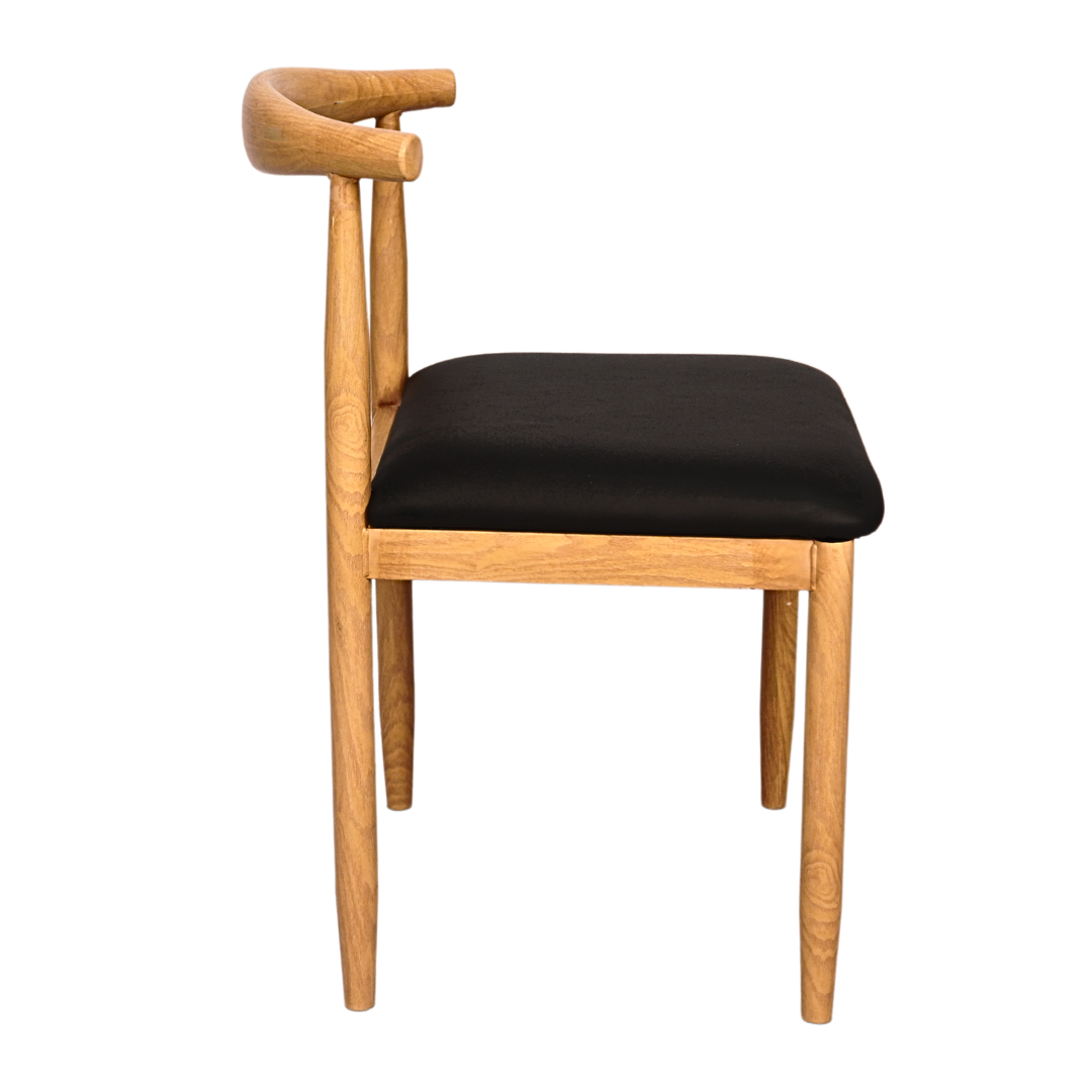 Wooden Grain Metal Chair in Natural Finish with Black Vinyl Seat (FT-WMC01) - best office chair in bangladesh,  executive chair for office, childs table and chair set, Gaming Chair, Digital Safety Locker, Bar Stool, leather boss chair, Restaurant Chair, Large Antique Wall Mirror -Furnitex Limited