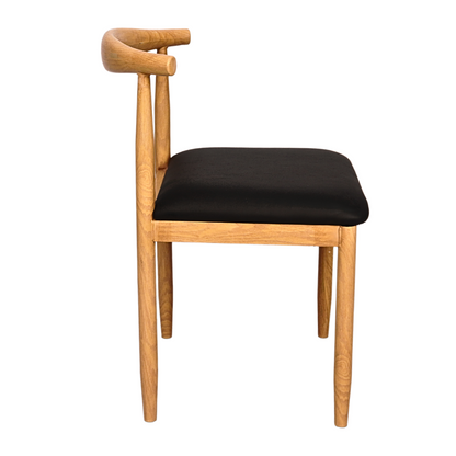 Wooden Grain Metal Chair in Natural Finish with Black Vinyl Seat (FT-WMC01) - best office chair in bangladesh,  executive chair for office, childs table and chair set, Gaming Chair, Digital Safety Locker, Bar Stool, leather boss chair, Restaurant Chair, Large Antique Wall Mirror -Furnitex Limited