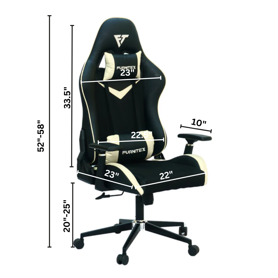 FURNITEX - Gaming Chair with 4D Armrest (FT-G2)Glossy Off White