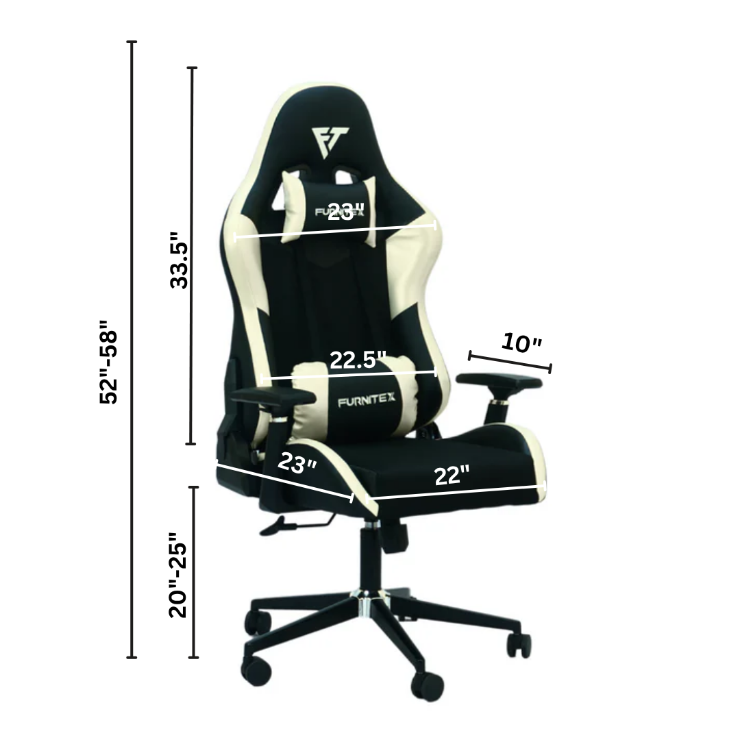 FURNITEX - Gaming Chair with 4D Armrest (FT-G1) Glossy Off White