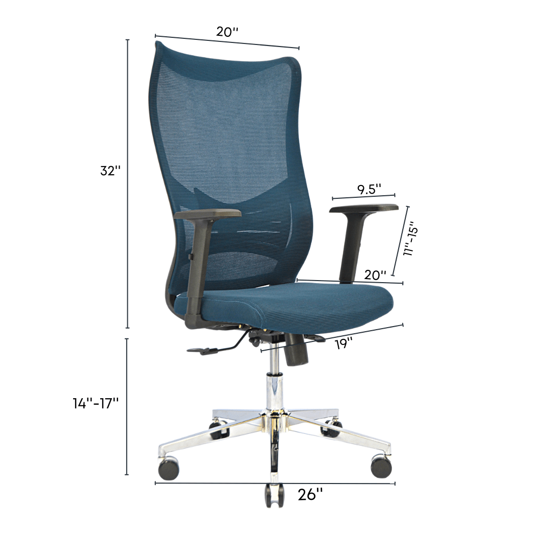 Executive Mesh Office Chair (FT-H987) Ocean Blue - best office chair in bangladesh,  executive chair for office, childs table and chair set, Gaming Chair, Digital Safety Locker, Bar Stool, leather boss chair, Restaurant Chair, Large Antique Wall Mirror -Furnitex Limited