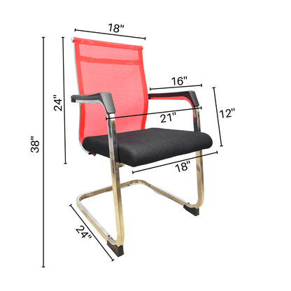 Office Visiting Chair (FT-V1113) Red - best office chair in bangladesh,  executive chair for office, childs table and chair set, Gaming Chair, Digital Safety Locker, Bar Stool, leather boss chair, Restaurant Chair, Large Antique Wall Mirror -Furnitex Limited