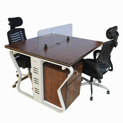 Workstation Office Table for 2 Person with Front Table(FT-001) White - best office chair in bangladesh,  executive chair for office, childs table and chair set, Gaming Chair, Digital Safety Locker, Bar Stool, leather boss chair, Restaurant Chair, Large Antique Wall Mirror -Furnitex Limited