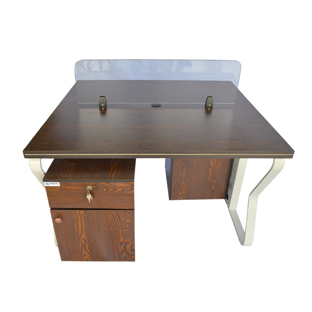 Workstation Office Table for 2 Person with Front Table(FT-001) White - best office chair in bangladesh,  executive chair for office, childs table and chair set, Gaming Chair, Digital Safety Locker, Bar Stool, leather boss chair, Restaurant Chair, Large Antique Wall Mirror -Furnitex Limited