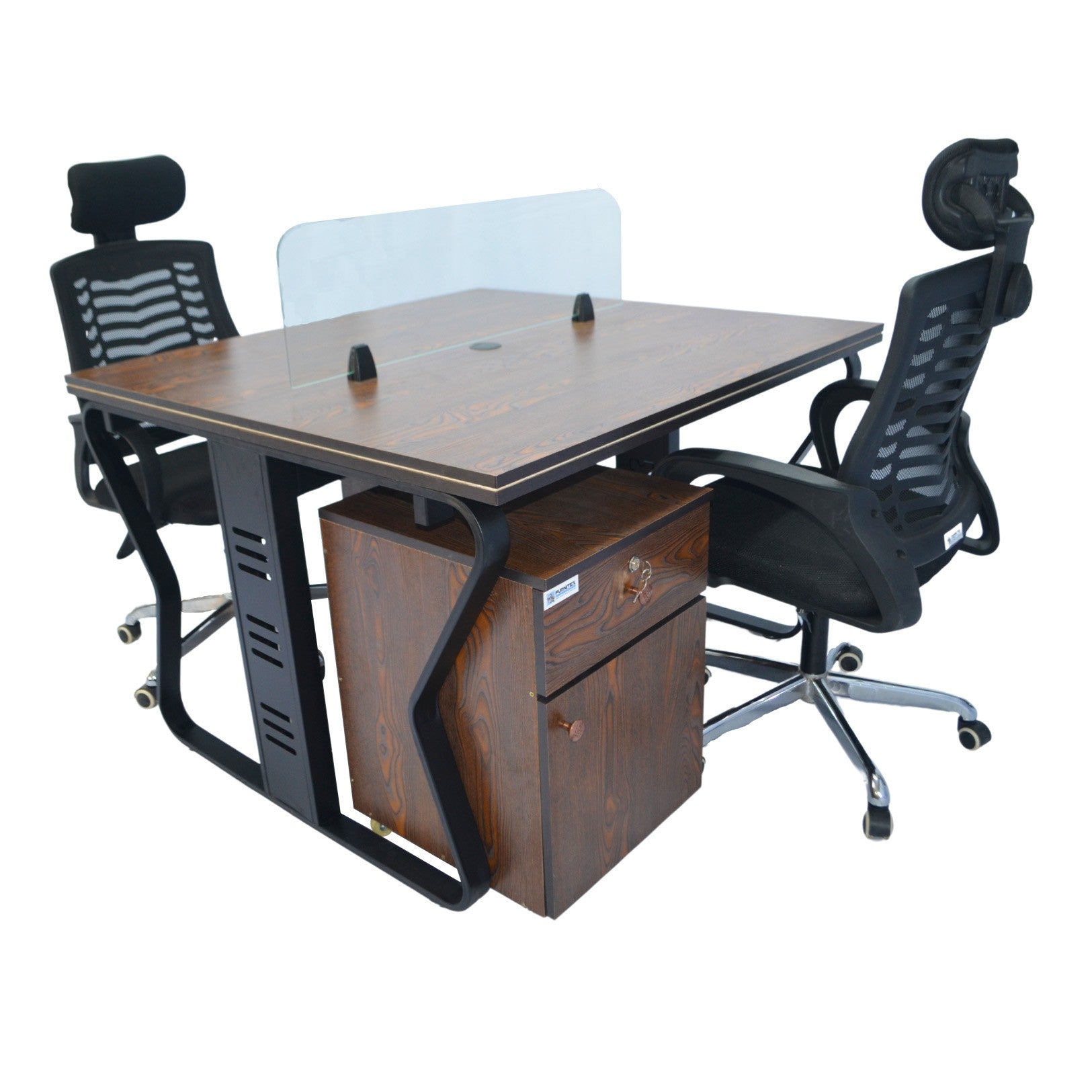 Workstation Office Table for 2 Person with Front Table(FT-003) Black - best office chair in bangladesh,  executive chair for office, childs table and chair set, Gaming Chair, Digital Safety Locker, Bar Stool, leather boss chair, Restaurant Chair, Large Antique Wall Mirror -Furnitex Limited