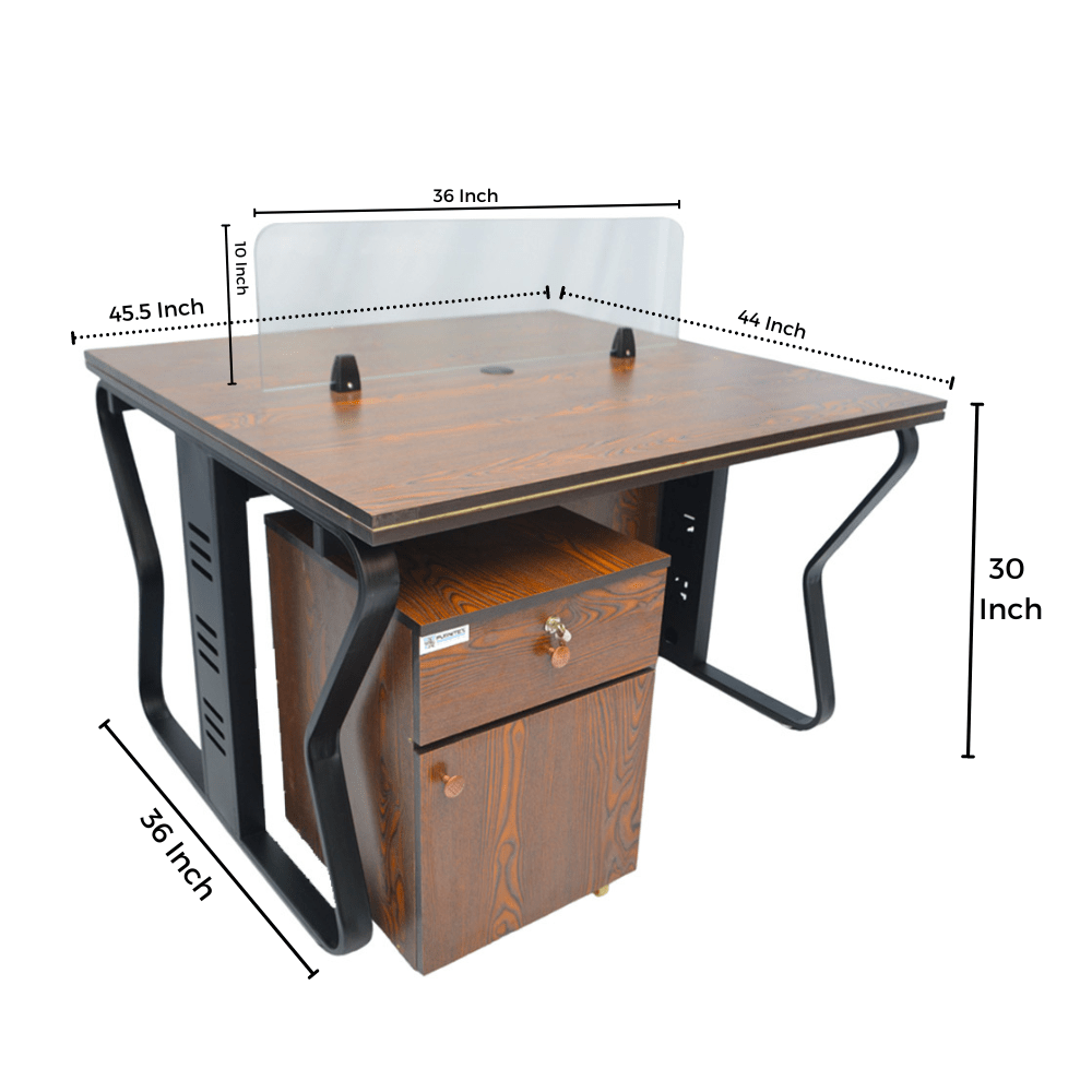 Workstation Office Table for 2 Person with Front Table(FT-003) Black - best office chair in bangladesh,  executive chair for office, childs table and chair set, Gaming Chair, Digital Safety Locker, Bar Stool, leather boss chair, Restaurant Chair, Large Antique Wall Mirror -Furnitex Limited